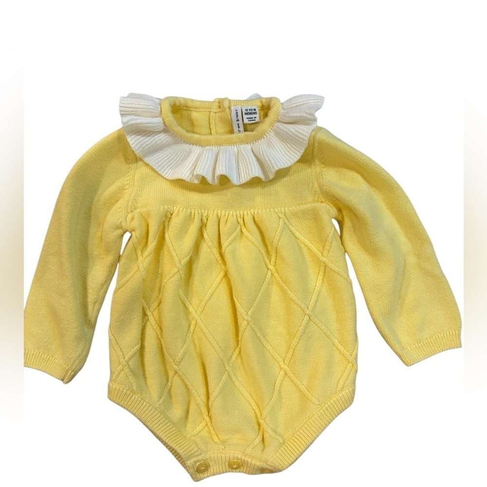 Baby Cable Knit Ruffle Collar Romper 12-18m